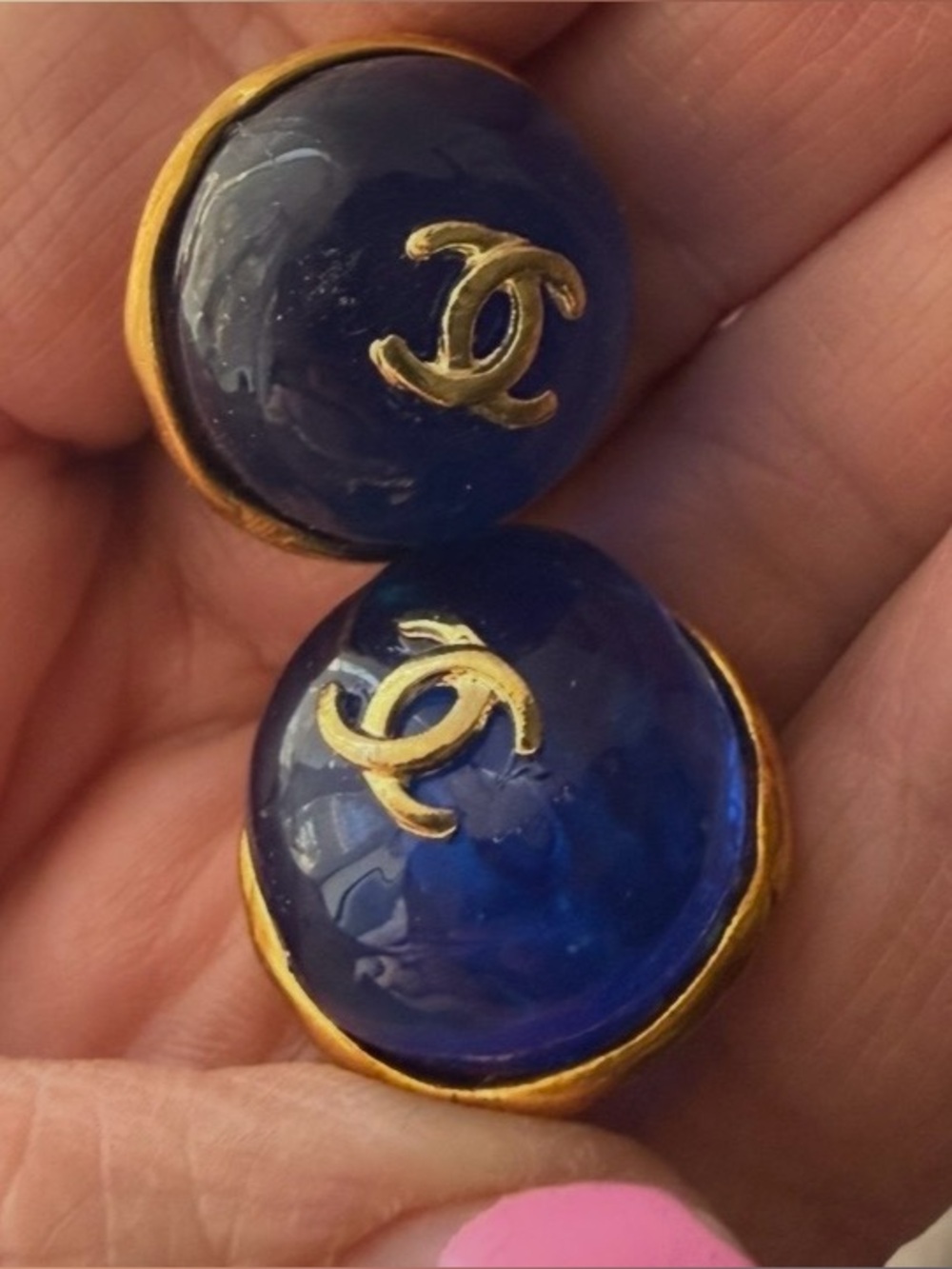 CHANEL vintage blue gripiox earrings retails over $1500.